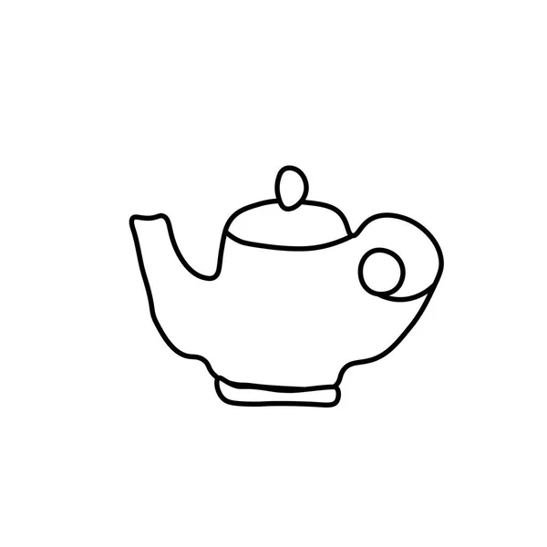 Vector Neujahrskuchen Doodle Stil Eine Teekanne Einfaches Lebensmittel Illustration Getränke — Stockvektor
