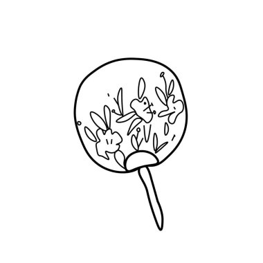 Karalama tarzında bir vektör Asyalı Hayranı Çin Yeni Yılı 'nın sıcak resimlerine karşı siyah çizgili bir şey. Tasarım kartları, sosyal medya, düğünler, çıkartmalar, boyama kitapları..