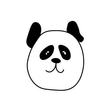 Yeni Yıl Pandası 'nı karalama tarzında taşıyın. Basit bir ayı. Siyah çizgili Çin Yeni Yılı Hayvanı. Menüler, kartlar, çıkartmalar, baskılar, sosyal ağlar, web için tasarım..  