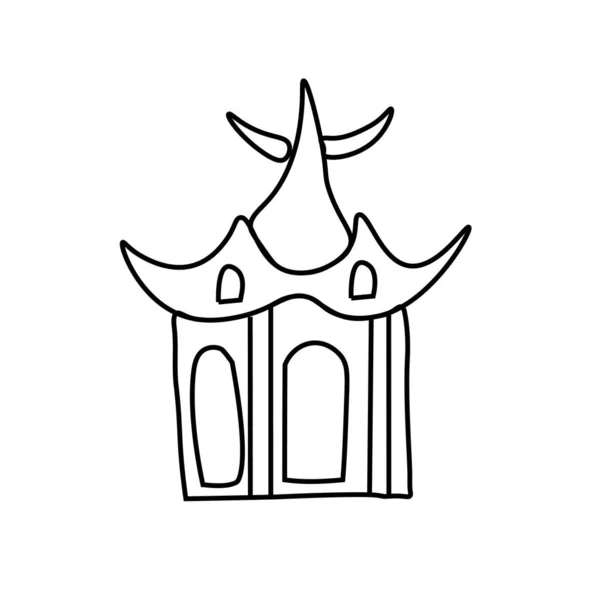 Vector Pagoda Asiática Estilo Doodle Ilustración Arquitectónica Para Año Nuevo — Archivo Imágenes Vectoriales