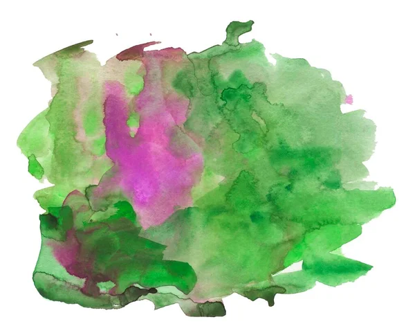 Mancha Aquarela Colorida Com Manchas Rosa Verde Textura Abstrata Pintura — Fotografia de Stock