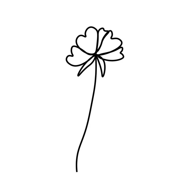 Una Flor Vectorial Simple Con Una Línea Negra Ilustración Dibujada — Archivo Imágenes Vectoriales