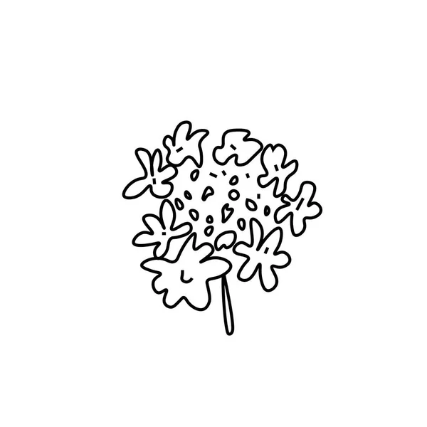 Jeden Jednoduchý Vektorový Květ Černou Linkou Botanické Ručně Kreslené Ilustrace — Stockový vektor