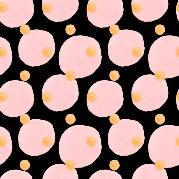 Daireler ve şekillerle suluboya desensiz. Siyah izole edilmiş arka planda güneş deseni. Bebek odası, duvar kâğıtları, tekstil, atkı, eşarp tasarımları..