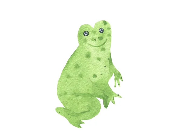 Aquarelle Mignonne Grenouille Verte Fond Isolé Illustration Mystique Pour Halloween — Photo