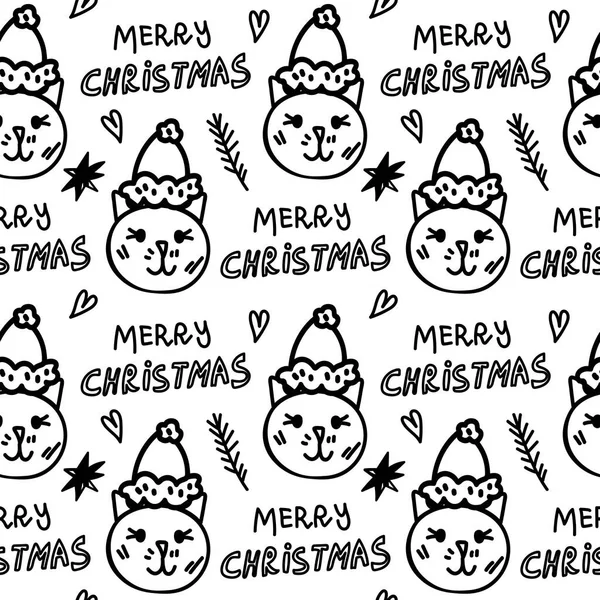 Modèle Sans Couture Vectoriel Noël Avec Des Chats Dans Des — Image vectorielle