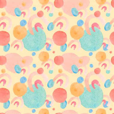 Sarı izole edilmiş arka planda suluboya, dikişsiz benekli desen. Beyaz yalıtılmış el kaplamasında soyut ve dokusal baskı. Tekstil, ambalaj kağıdı, kumaş, ambalaj tasarımları.