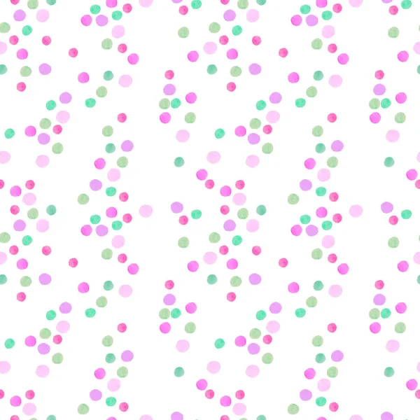 Watercolor Seamless Polka Dot Pattern White Isolated Background Abstract Textural — Stock Photo, Image