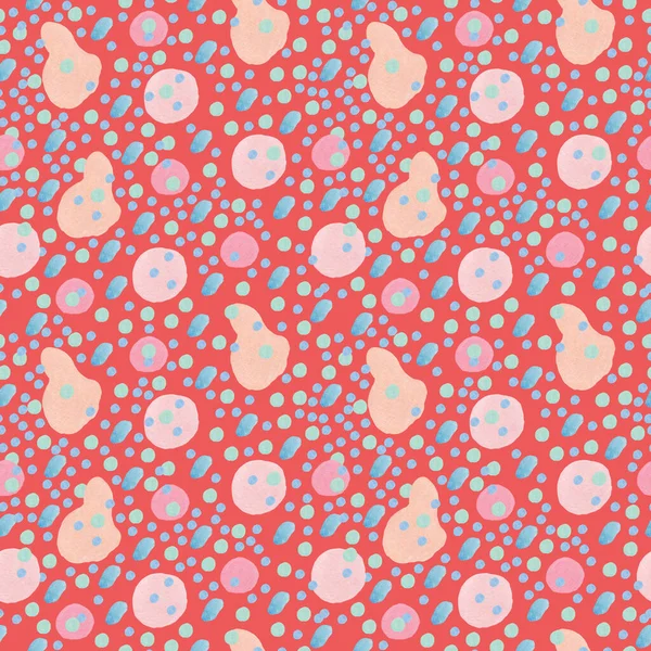 Akvarell Sömlös Prick Mönster Röd Isolerad Bakgrund Abstrakt Och Texturalt — Stockfoto