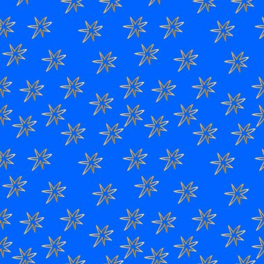 Vector seamless pattern royal blue and gold digital paper hand drawn. Christmas minimalist print doodle style .Design for wrapping paper, scrapbook paper,packaging, social media, textiles, fabric.