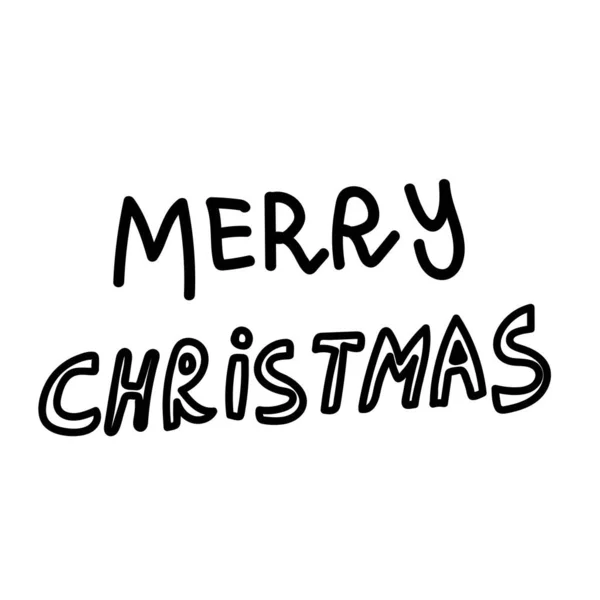 하나의 Christmas Doodle Lettering Holiday Simple Illustration Black Line Isolated — 스톡 벡터