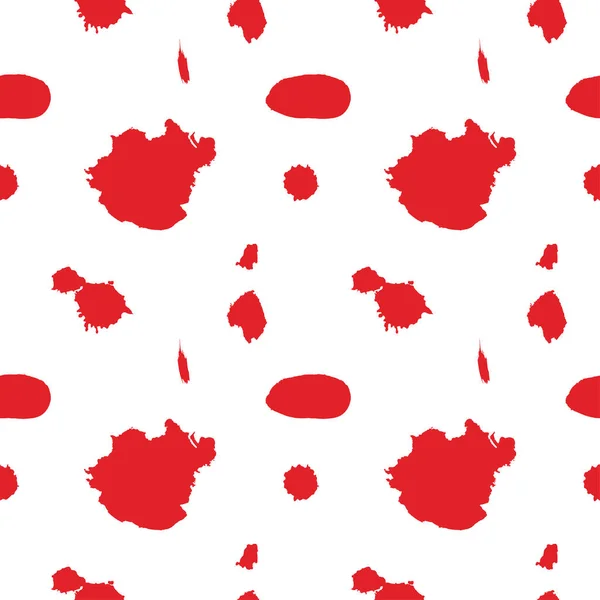 万圣节时带红血点的无缝隙病媒图案 白色背景上反复出现的斑点抽象装饰 纺织品 社交媒体 包装纸 织物设计 — 图库矢量图片