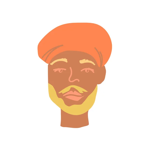 Retrato Hombre Con Barba Representativa Raza Lgbtq Africana Dibujada Mano — Vector de stock