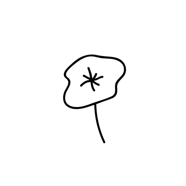 One Vector Botanical Illustration Leaf Nasturtium Met Zwarte Lijn Witte — Stockvector