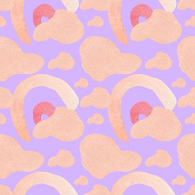 Menekşe izole edilmiş arka plan üzerinde 60 'ların tarzında kusursuz suluboya deseni. Parlak renkli Soyut, Vintage, Hip, Polka Dot el çizimleri tekstil, ambalaj kağıdı, kumaş, ambalaj kağıdı, yapıştırma kağıdı, albüm kağıdı.