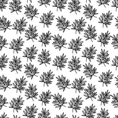 Şeffaf izole arka planda siyah çiçekli pürüzsüz vektör deseni. Botanik ve bahçe baskısı arka plan çizimi. Tekstil tasarımları, ambalaj kağıdı, kumaş, ambalaj, albüm kağıdı..