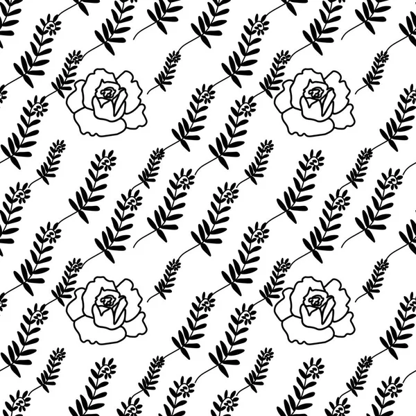 Бесшовный Векторный Рисунок Цветами Черном Прозрачном Изолированном Фоне Ботаническая Садовая — стоковый вектор