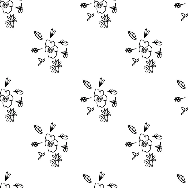 Motif Vectoriel Sans Couture Avec Des Fleurs Noir Sur Fond — Image vectorielle