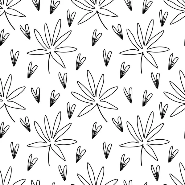 Květinové Bezešvé Vektorové Vzory Bílém Izolovaném Ručně Kresleném Pozadí Botanické — Stockový vektor