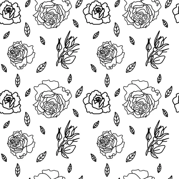 Floral Seamless Vector Pattern White Isolated Hand Drawn Background Botanical — Stock Vector
