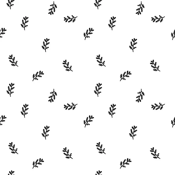 Motif Floral Sans Couture Noir Blanc Wildflower Vector Botanique Avec — Image vectorielle