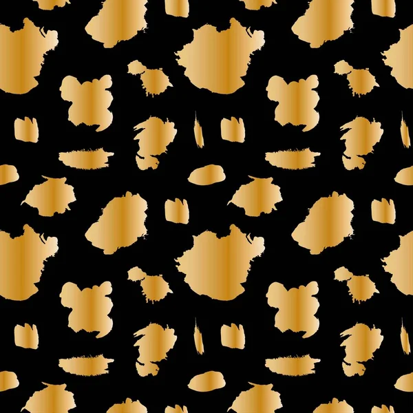 带金斑的无缝隙矢量图案 黑色孤立手绘背景 抽象纹理 纺织品 包装纸 社交媒体的设计 — 图库矢量图片