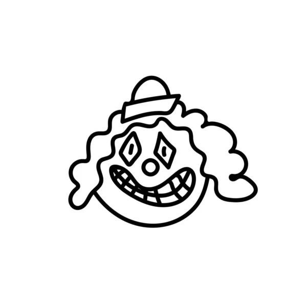 Clown Vecteur Halloween Avec Ligne Noire Sur Fond Blanc Dans — Image vectorielle