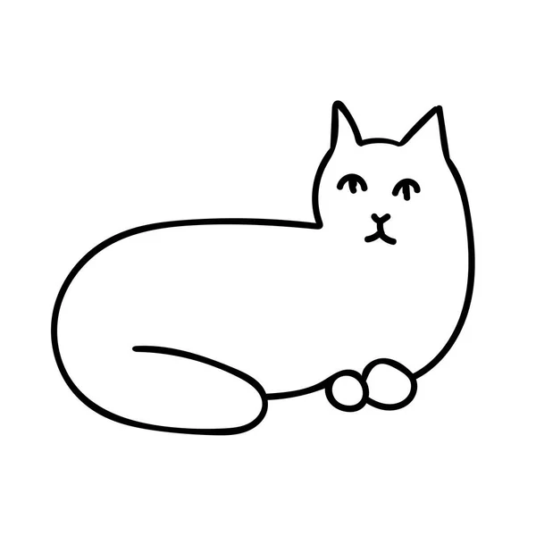 Vector Gato Para Halloween Com Linha Preta Fundo Branco Doodle — Vetor de Stock