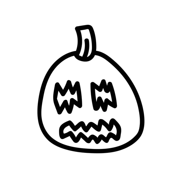 Abóbora Vetora Para Halloween Com Linha Preta Fundo Branco Doodle — Vetor de Stock