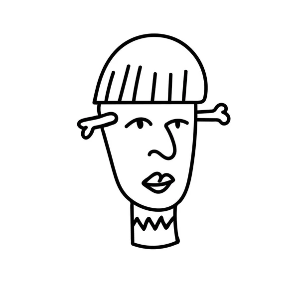 Vector Frankenstein Halloween Black Line White Background Doodle Sty 홀리데이 — 스톡 벡터