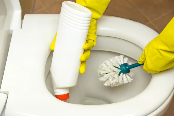 Limpiando el baño. Mi aseo de limpieza doméstica . — Foto de Stock