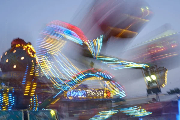Amusement Park Blurred Effect Abstract Illuminated Background Spinning Defocused Carnival Stock Photo