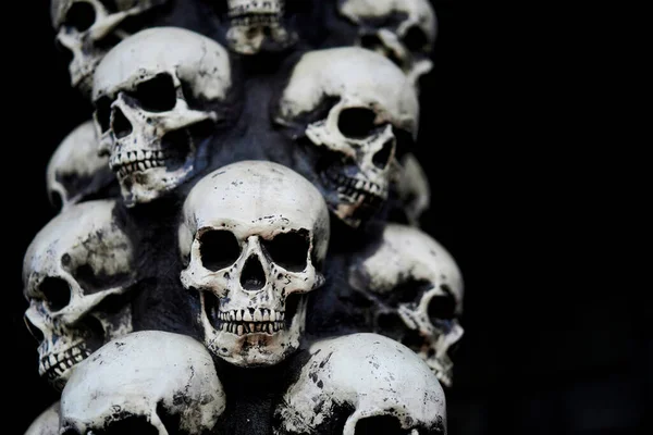 Skull Halloween Background Many People Skulls Stand Top Each Other — Stock Photo, Image