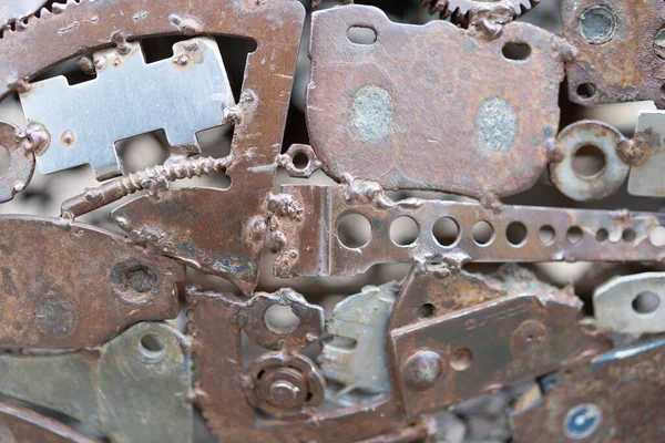 Grunge Achtergrond Rusty Metalen Onderdelen Versnellingen Hulpstukken Draden Buizen Andere — Stockfoto