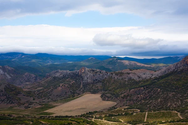 Прекрасная долина в горах с виноградниками — стоковое фото