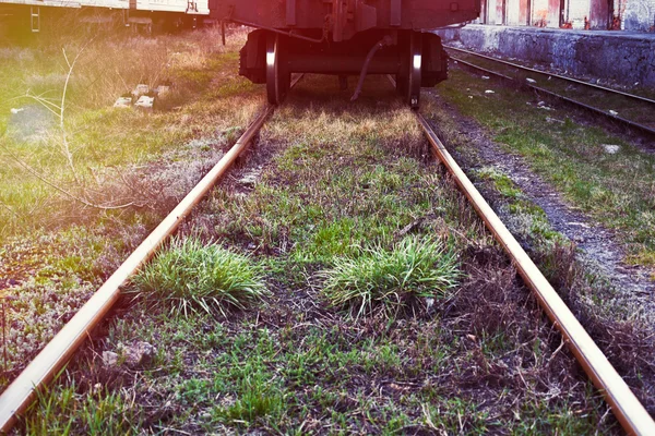 Railway tracks up-close on a sunny day. — Stock Photo, Image