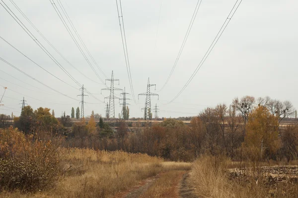 Línea eléctrica en otoño paisaje —  Fotos de Stock