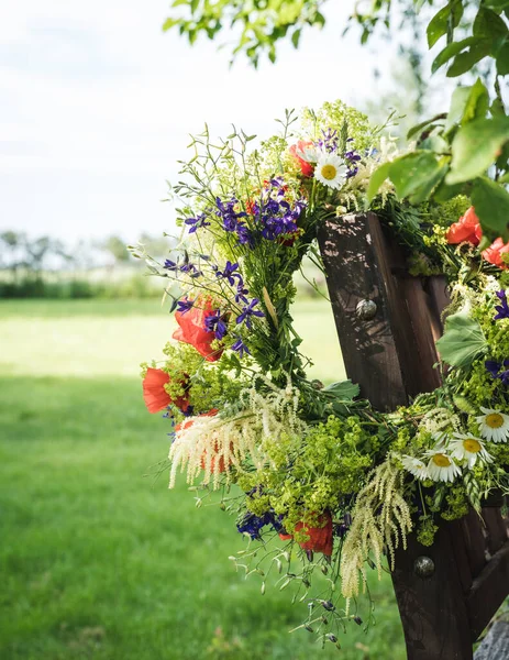 summer solstice girls wreath of wild country flowers