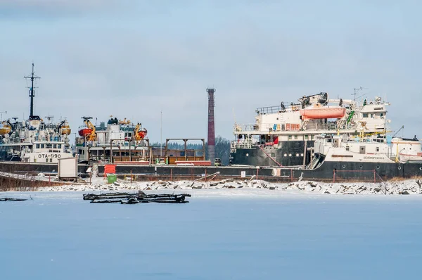 Petrosawodsk Russland Februar 2020 Schiffe Auf Dem Winterparkplatz — Stockfoto