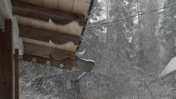 Sněžení Vesnici Kvalitní Záběry — Stock video