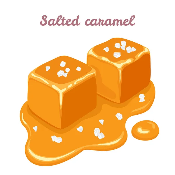 Morceaux Caramel Salé Isolés Sur Fond Blanc Illustration Vectorielle Bonbons — Image vectorielle