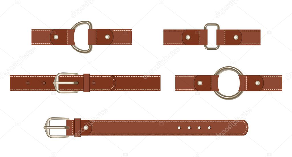 Brown leather belt set.