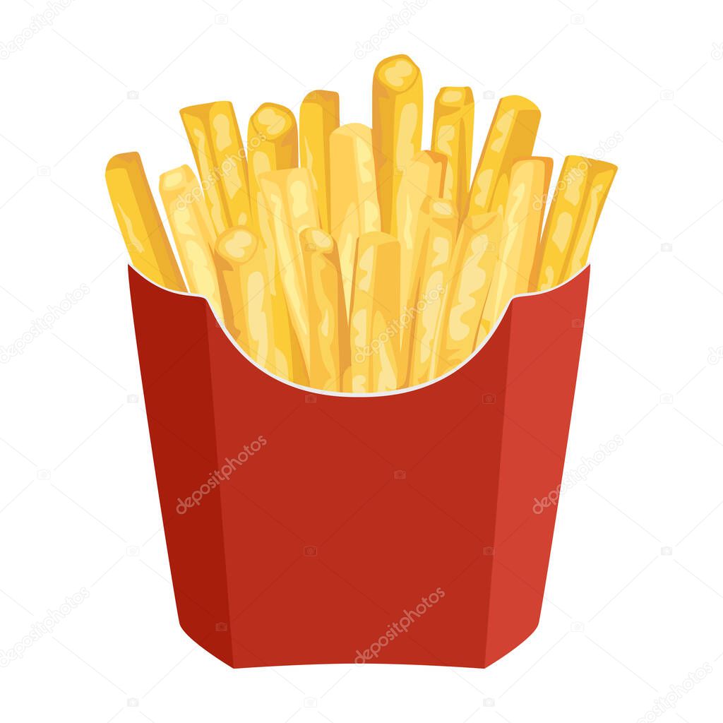 French Fries in red Paper Packaging Bag.