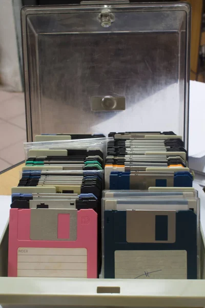 Old Vintage Optic Floppy Diskettes Collection — 스톡 사진