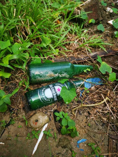 Perak Malaysia November 2020 Two Empty Consumed Heineken Beer Bottle — Stock Photo, Image