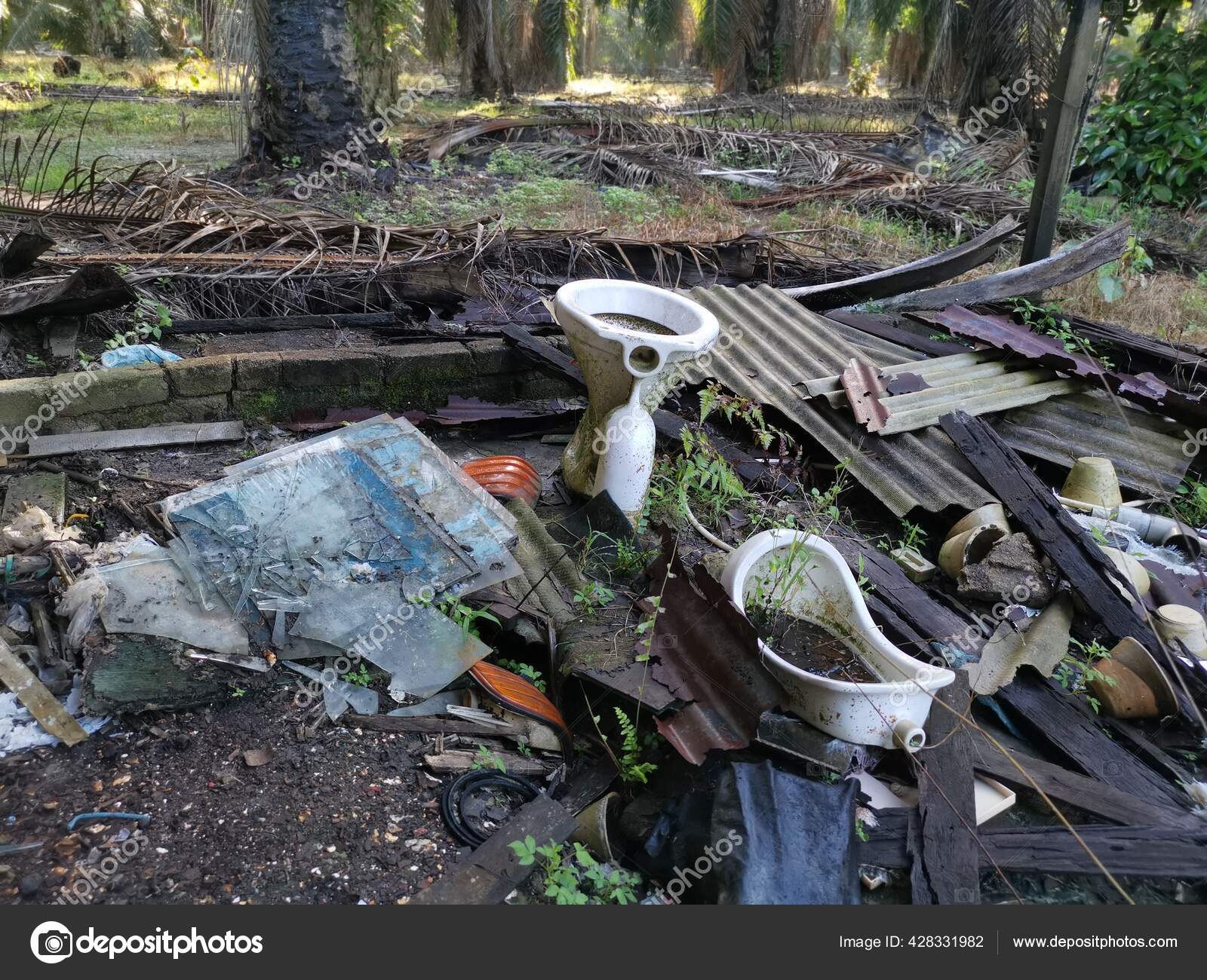 Broken Thrown Away Toilet Seat Dumpster Stock Photo by ©sweemingyoung