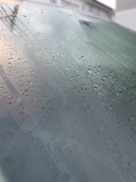 Утренний Туман Лобовом Стекле Переднего Автомобиля — стоковое фото
