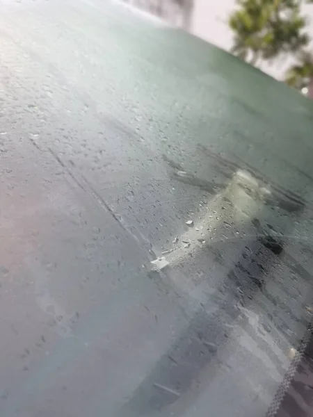 Утренний Туман Лобовом Стекле Переднего Автомобиля — стоковое фото