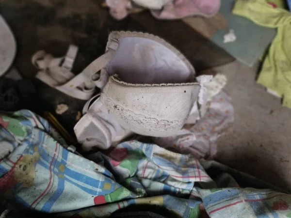 Old Worn Out Dirty Lady's Bra Thrown Floor Stock Photo by