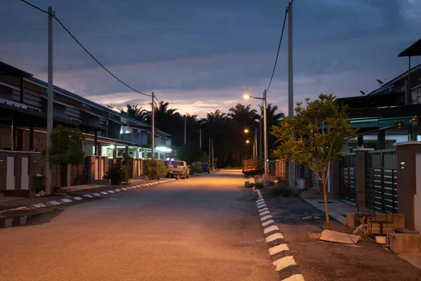 Temprano Mañana Escena Paisaje Callejero Casa Residencial Tranquila — Foto de Stock